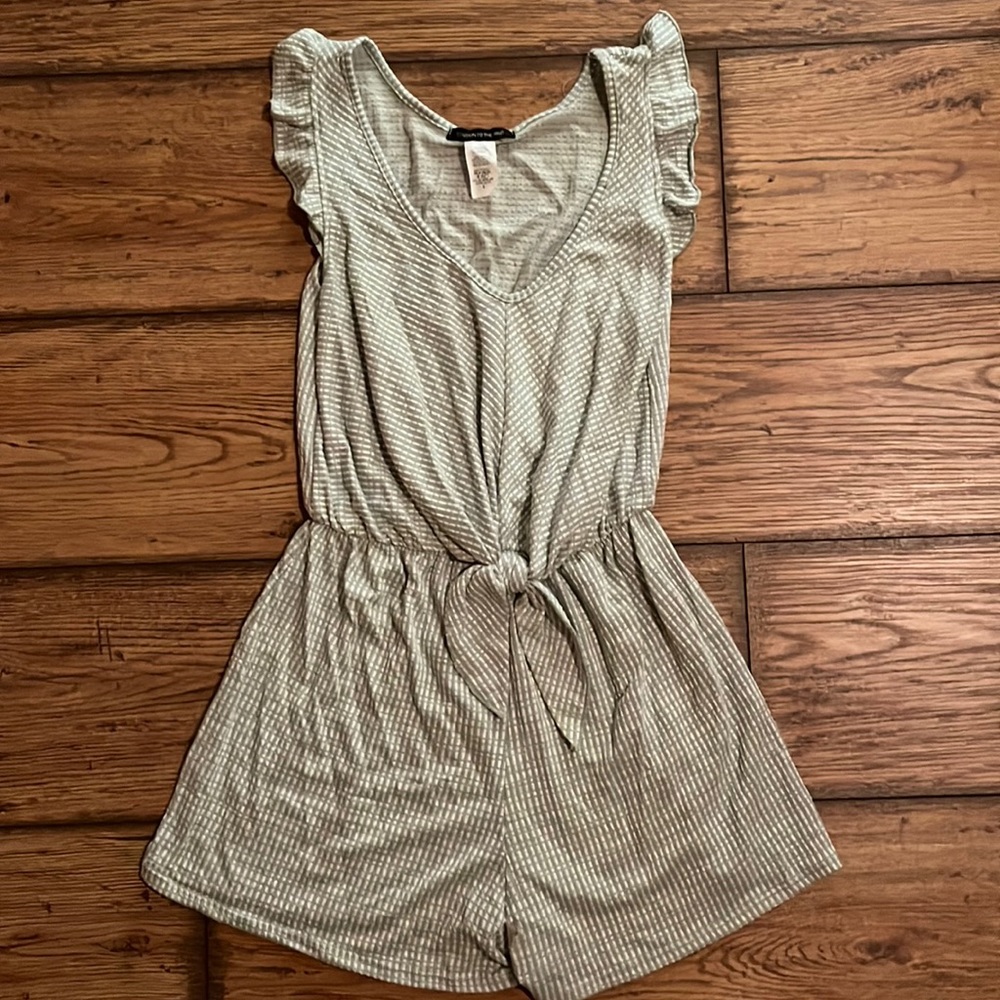 Mint green and white romper
